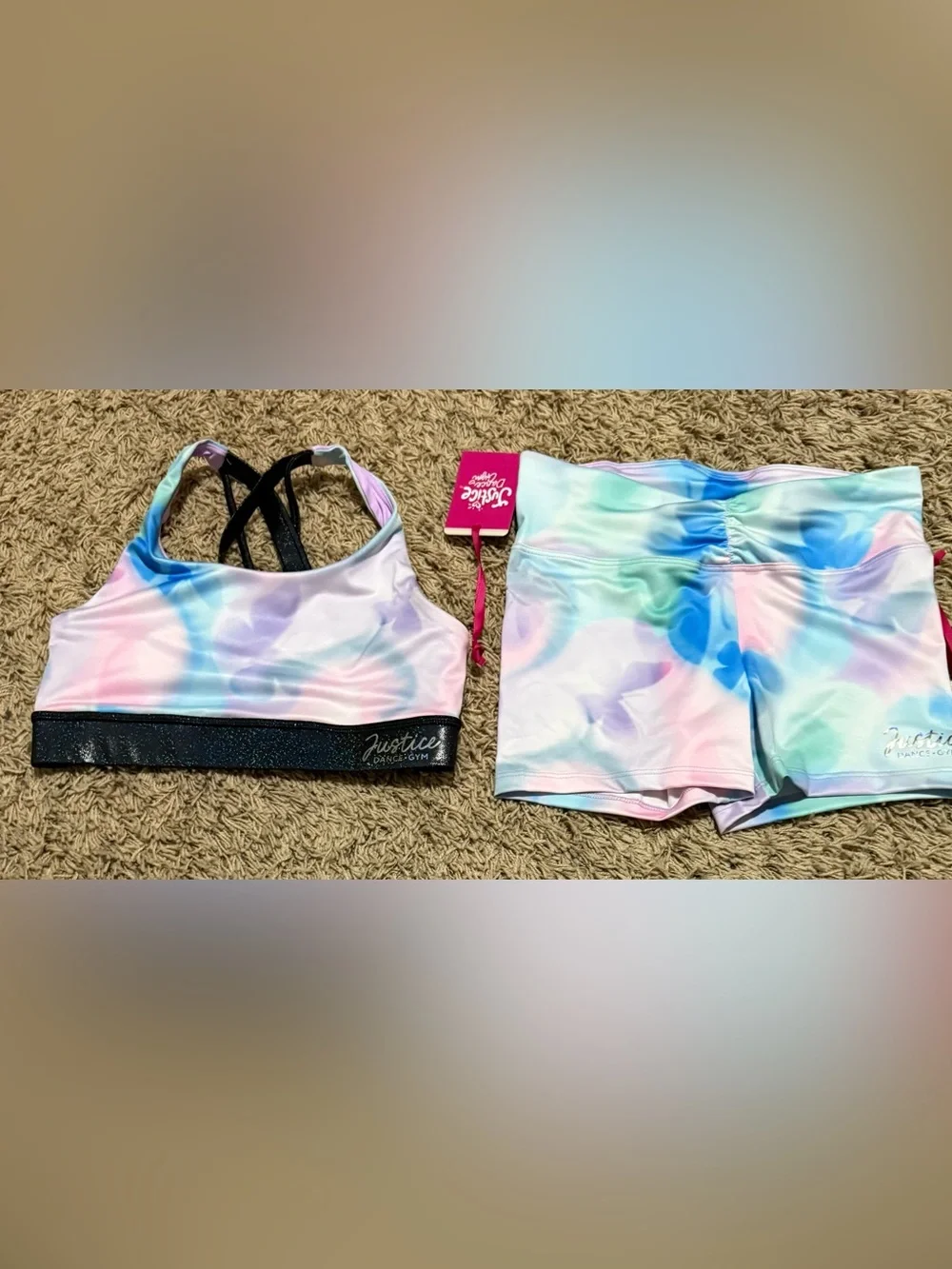 Justice Dance And Gym Butterfly Print Shorts And Sports Bra Set Size: S (7-8)